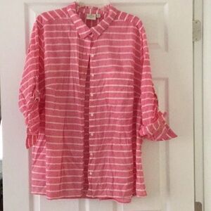 St. John's Bay Red and White Striped Shirt